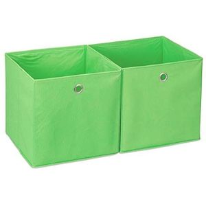 Relaxdays Opbergdozen stoffen dozen opbergdoos vierkant 30 x 30 x 30 cm set van 2 groen