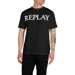 Replay T-shirt à manches courtes en coton pour homme, Noir (098), 3XL