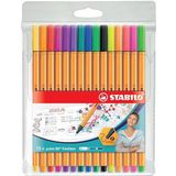 Fineliner - STABILO point 88 Mini - 15 stuks - met 15 verschillende kleuren inclusief 5 neonkleuren