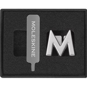 Moleskine Pins voor notitieboek of agenda, letter M, letterspelden, personaliseer de sluiting met een elastiek, gepersonaliseerde cadeau-ideeën, kleur zilver