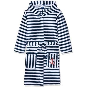 Playshoes Maritim badjas van fleece, motief: Ringel Maritim, blauw (marineblauw/wit 171)