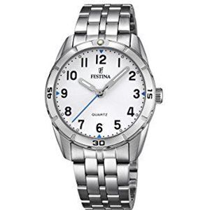 FESTINA Herenhorloge met armband van roestvrij staal F16907/1, wit/zilver, armband, Wit/Zilver, armband