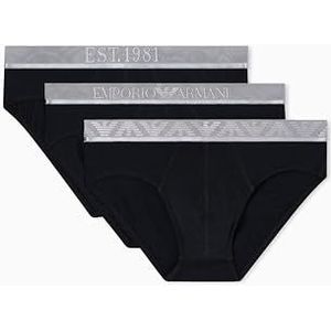 EMPORIO ARMANI Shiny Logoband Pack Lot de 3 slips pour homme Noir Taille L, Noir, L
