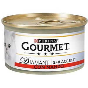 Gourmet Diamant – 24 stuks kattenvoer met prachtig rundleer, 85 g