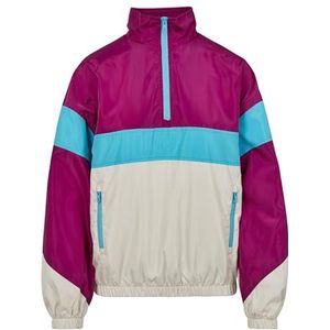 Urban Classics Dames 3-tone Stand Up Collar Pullover Over Jacket Damesjas, Veelkleurig (Viola/Wht/Aqua 01726)