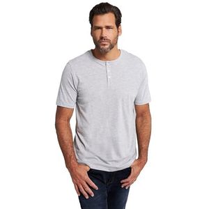 JP 1880 Henley, basic knoopsluiting, halflange mouwen, heren-T-shirt, Grijze mix