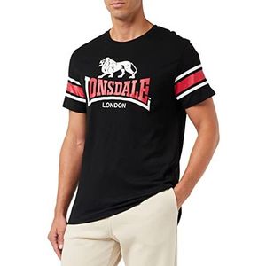 Lonsdale Hempriggs T-shirt voor heren, Zwart/Rood/Wit