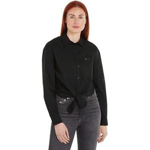 Tommy Jeans Tjw dameshemd om te binden aan de voorkant, zwart, XS, Zwart