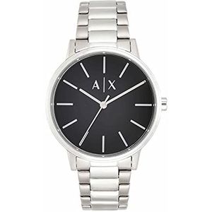 Armani Exchange Herenhorloge, drie wijzers, behuizing van roestvrij staal, zilverkleurig, 42 mm, met armband van roestvrij staal, AX2700, zilver., Armband