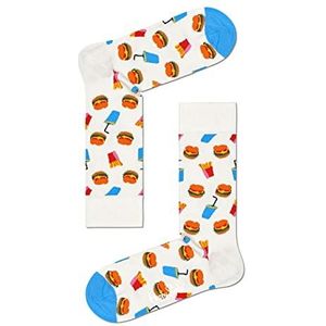 Happy Socks Hamburger Unisex Calcetines, Wit.