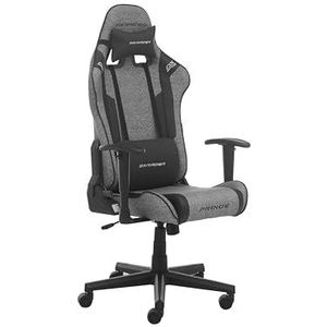 Robas Lund DXRacer Prince L PF132 Gaming-bureaustoel met kantelfunctie, in hoogte verstelbare draaistoel, ergonomische bureaustoel, grijs/zwart