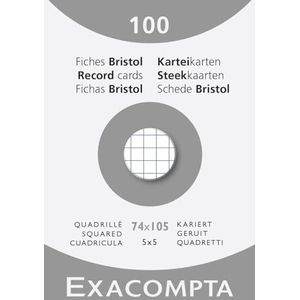 Exacompta - 13200B - Karton met 10 hoezen van 100 indexkaarten 5x5 geruit, ongeperforeerd - formaat 74 x 105 mm - geschikt voor inkjetprinters, laserprinters en kopieerapparaten - kleur wit