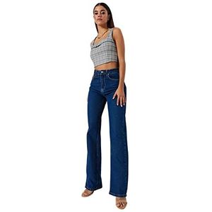 Trendyol Trendyol Damesjeans met hoge taille, brede pijpen, 1 stuk, Blauw