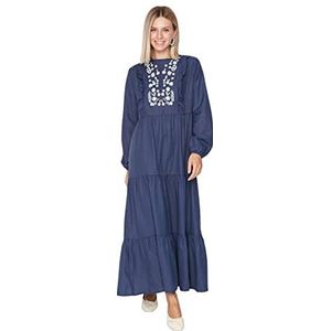 Trendyol Bescheiden dames bustier maxi-jurk marineblauw 66, Navy Blauw