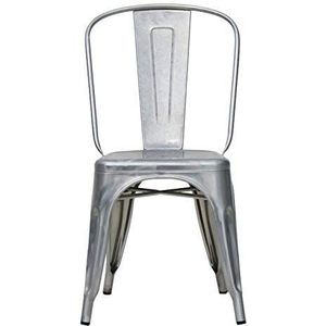 Eurosilla HKM001G-1 metalen stoel, stapelbaar, aluminium, grijs, 4