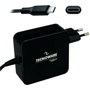 Tecnoware 65 W USB-C universele voeding - oplader compatibel met alle laptops met USB-C-aansluiting (MacBook Pro/Air, Asus, Samsung, Huawei) - kabellengte 210 cm