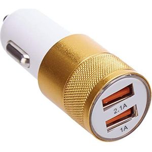 USB-adapter voor sigarettenaansteker, voor Alcatel 3 2019, dubbele, 2 aansluitingen, autolader, goudkleurig, universeel