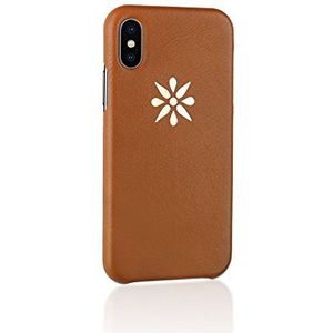 Axpasia iPhone X/iPhone 10 hoes (5,8 inch) Slim Light met gouden logo [dun] gemaakt in Italië, compatibel met iPhone XS, echt leer, ondersteuning draadloos