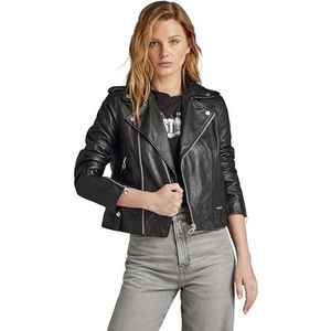 G-STAR RAW Leren bikerjack Leren jassen Dames, Zwart (Dk Black D24263-D555-6484)