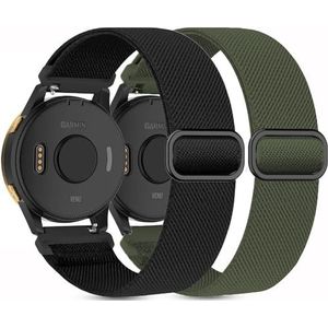 EverAct Elastische nylon riemen 18/20/22 mm voor Garmin Vivoactive 4S/Venu 2/2S/3, Venu Sq, Vivoactive 5/3/4 - compatibel met dames en heren, Nylon metaal, Agaat alexandrite Agaat Alexandriet