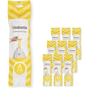 Brabantia PerfectFit Multipack (code A/3 liter), zeer robuust, met intrekbare handgrepen, 10 rollen (200 zakken)