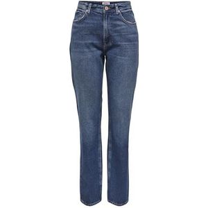 ONLY Onljaci Mw Straight Dnm Cro209 Noos Damesjeans, Medium Denim Blauw