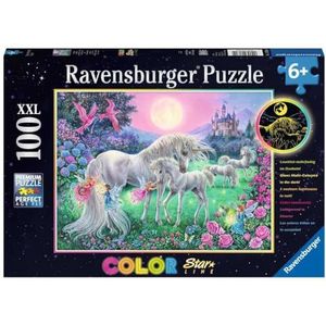 Ravensburger Kinderpuzzel - 13670 maanlicht eenhoorns - lichtgevende eenhoorn puzzel voor kinderen vanaf 6 jaar - met 100 stukjes in XXL-formaat - gloeit in het donker