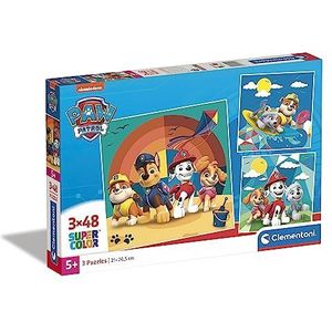 Clementoni - 25291 – Supercolor puzzel – Paw Patrol – 3 x 48 stukjes, puzzel voor kinderen van 5 jaar, doos met 3 puzzels (48 stuks), cartoon puzzel – gemaakt in Italië