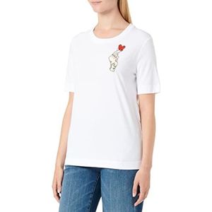 Love Moschino Regular Fit Short Sleeves with Heart Olographic Print Dames T-shirt, Optisch Wit