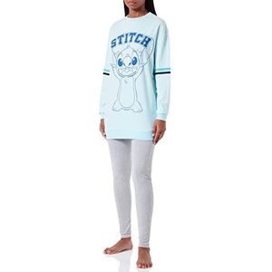 CERDÁ LIFE'S LITTLE MOMENTS Pyjama voor dames, winter, Stitch, 100% katoen, met lange mouwen en lange broek, officiële licentie Disney, Pijama-set voor dames, Blauw