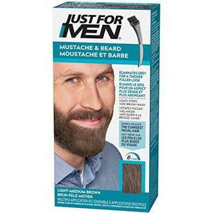 Just For Men Formule voor snor en baard, middenbruin, verwijdert grijze haren voor een dikkere look – M30
