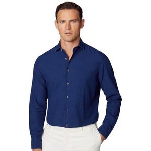 Hackett London Mid Blue Denim Overhemd Heren, Indigo Blauw