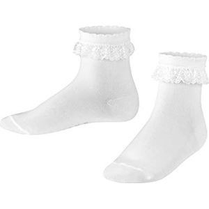 FALKE Romantic Lace Unisex sokken voor kinderen, katoen, wit, marineblauw, roze, versterkt, dun, zonder motief, met ruches rand, 1 paar