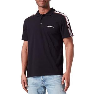 KARL LAGERFELD Poloshirt met langwerpig logo poloshirt voor heren, zwart.