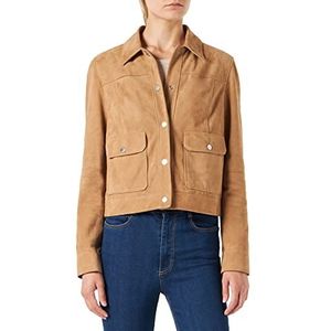 BOSS C_sataka leren jas voor dames, Medium Beige