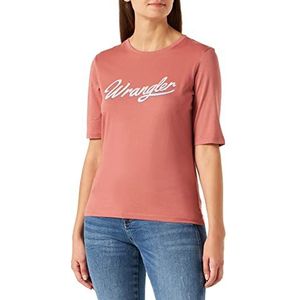 Wrangler T-shirt voor dames, roze withered, M, withered rose