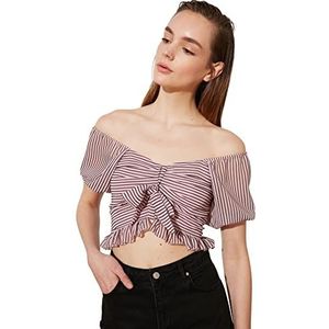 Trendyol Damesblouse met ronde hals, roze, Roze