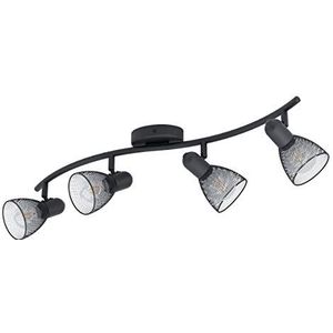EGLO Plafondlamp Carovigno, 4 lichtpunten, modern, klassiek, minimalistisch, plafondspot van staal, keukenlamp in zwart, woonkamerlamp, spots met E14-fitting