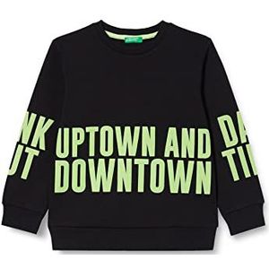 United Colors of Benetton Sweatshirt met lange mouwen en ronde hals voor jongens, zwart 100, 120, Zwart 100