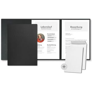STRATAG® 10 stuks 3-delige sollicitatiemappen met 2 klemrails van fijn leer, inclusief 10 hoogwaardige witte enveloppen