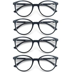 MODFANS Set van 4 leesbrillen 2.0 voor heren en dames, bril vergrootglas, veertakken, lichtmontuur