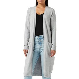 Vila Clothes Viril L/s Long Knit Cardigan-Noos Vest, Grijs (Light Grey Melange), 38 (maat fabrikant: Medium) Dames, grijs.