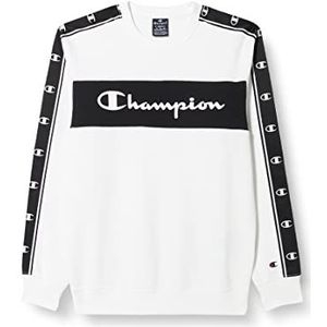 Champion Legacy American Tape Heavy Powerblend Terry Color Block Sweat-shirt à col rond pour homme, Blanc., XS