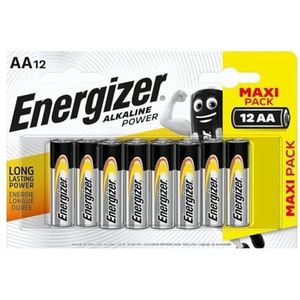 Energizer - Alkaline Power, verpakking met 12 AA-batterijen, lange levensduur voor dagelijks gebruik, sulfaatvrij en houdt de lading 10 jaar