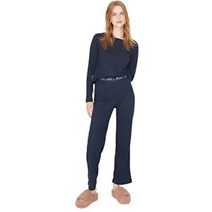 TRENDYOL Ensemble pyjama pour femme, bleu marine, XXL