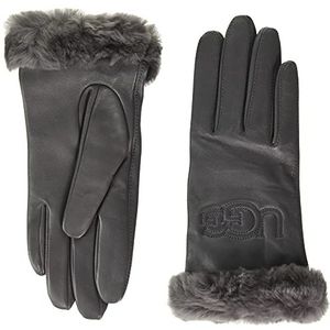 UGG Classic Leather Glove handschoen met logo van klassiek leer, W, metaal, S dames, grijs.