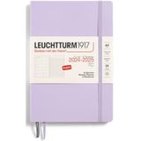 LEUCHTTURM1917 370809 Agenda semainier et bloc-notes 2025, format moyen (A5), 18 mois, du 07.2024 au 12.2025, couverture souple, lilas, en anglais