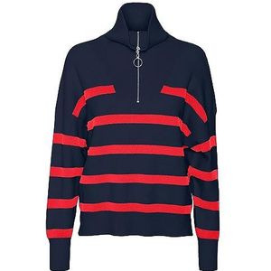 VERO MODA Vmsaba Ga Noos damestrui met hoge hals, gestreept, L, Navy-blazer/strepen: zoet en zuur