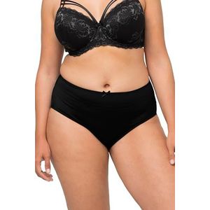 Ulla Popken Culotte midi en microfibre et dentelle pour femme, Noir, 44-46 grande taille