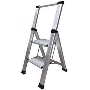 Homelux 710030 huishoudladder, plat, aluminium, 2 treden